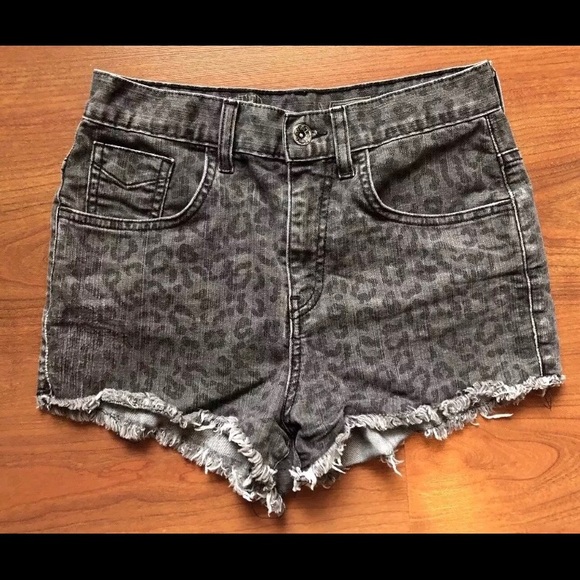 leopard jean shorts